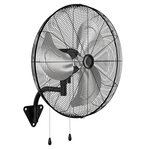 Tehanld Industrial Wall Fan 26 Inch - 4708 CFM High Velocity Airflow, Heavy Duty Metal Wall Mounted Fan with Dual Pull Chains & 90° Oscillation, 3-Speed Commercial Fan for Warehouse & Barn - size: 26 INCH