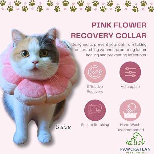 Adjustable Comfy Flower Style Elizabeth Collar for Cats Puppies Soft Recovery Cone Pet Protective Neck Collar (Pink, Small) - color: Pink, size: Small