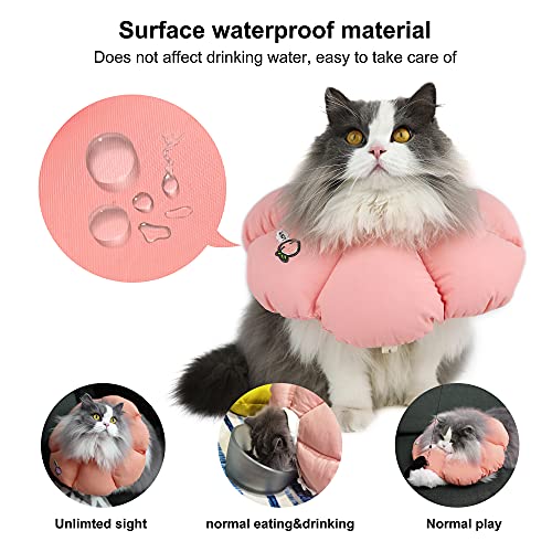 HiDREAM Cat Cone Collar,Cute Waterproof Elizabethan e Collar for Cats,Anti-Bite Lick Wound Healing Safety Cat Recovery Collar,All-Season Style - color: Pink flowers, size: Medium