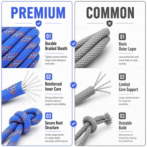 Braided Polyester Arborist Rope (3/8 inch X 100 feet) High Strength Bull Rope for Tree Work Truck Securing Camping Swing, Blue - color: Blue