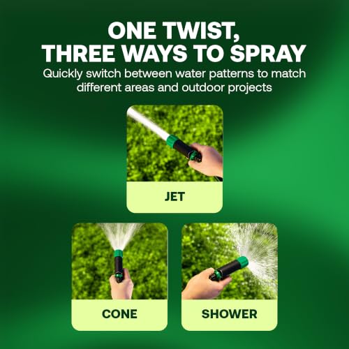 Rain Bird TCNZLADJ Garden Hose Nozzle - Thumb Control Water Spray | Adjustable Nozzle for Watering Plants, Outdoor Cleaning, Carbon Fiber Texture Grip, 3/4 In Threaded Connection, Green & Black - size: Adjustable Multi-Pattern
