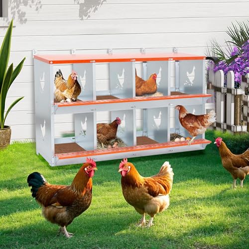 8 Compartment Galvanized Steel Nesting Box Wall Mount | Galvanized Steel Rustproof & Weather Resistant|Vented Design Keeps Interior Dry & Odor Free|Tool-Free Assembly - size: 42.5"L x 17.0"W x 25.0"H
