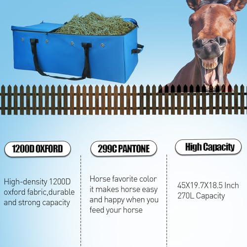 Hay Bale Storage Bag,Heavy Duty 1200D Oxford Fabric Hay Bale Bag Extra Large Hay Bag for Hay Transport and Storage，45x19.7x18.5 Inch