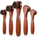 Jovitec 5 Pack Horsehair Polish Applicator Brush Kit Saddle Soap Shoe Shine Brush Dauber Wooden Care Shine Clean for Leather Boot Bag - color: Brown