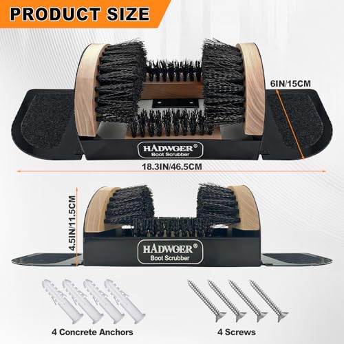Hadwoer Heavy-Duty Outdoor Boot Brush Scraper for Mud, Dirt and Snow | Durable boot scrubber and shoe cleaner removes mud, dirt and snow from work boots, hiking shoes and outdoor footwear.