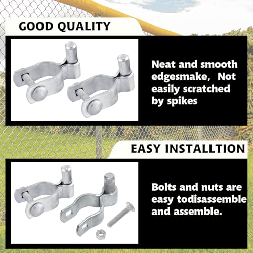 4 Pack 1-3/8" Chain Link Fence Frame Gate Post Male Hinge,Galvanized Steel Gate Hinge for Fence Posts, Chain Link Fence Parts for Farm Gate, Bolts & Nuts Included - size: 1-3/8" Male