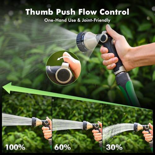 RESTMO Water Hose Nozzle Heavy Duty, Adjustable Hose Sprayer Thumb Control | Premium Zinc Alloy, 8 Adjustable Spray Patterns, Flow Control, TPR Rubberized, Ideal for Plants & Lawns, Cars & Pets, Black - color: Black