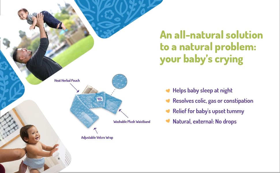 Colic and Gas Relief for Babies and Infants- Heated Belly Wrap for Newborns - Aromatherapy Wrap for Upset Tummy and Constipation - color: Blue
