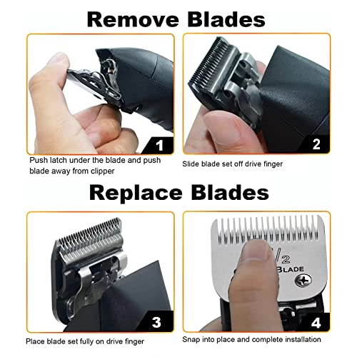 Replacement Ceramic Blades Set,Compatible with Andis,Oster 76,Wahl KM10 | 6.3mm(1/4") to 9.5mm(3/8") Cutting Length,Include 2#+3-1/2,2Pack - color: Size 2#(2 pcs)