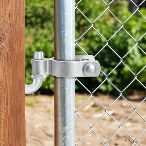 2 Pack Farm Gate Hinge Set, 5/8'' x 2'' Chain Link Female Hinge | 5/8" x 4-1/2" Wood Post Male Lag Screw Hinge Pin, Heavy Duty Fence Frame Gate Post Hinge Hardware for Fence Posts