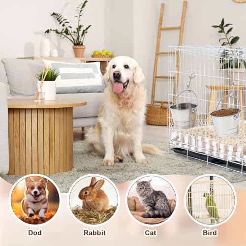 Mumufy 4 Set 1 Quart Stainless Steel Flat Side Bucket Durable Water Pails with Double Ended Snaps Small Metal Bucket Flat Back Water Pails for Dogs Cats Kennels Cages Fences Pet Container - size: 1 Quart