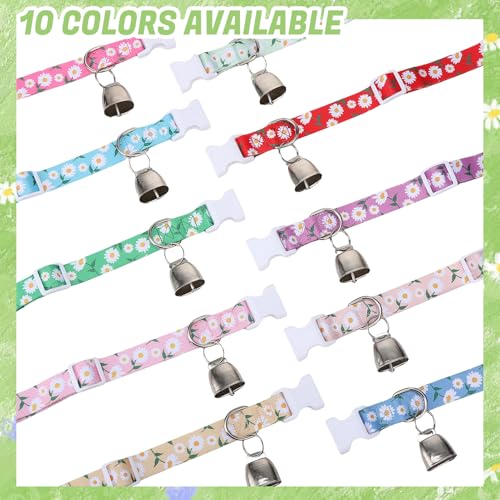10 Pack Floral Goat Collars Adjustable Grazing Collar with Copper Bells | Anti-Lost Loud Bronze Bell for Farm Animals Sheep Cows Goats Accessories - color: 10 Pack