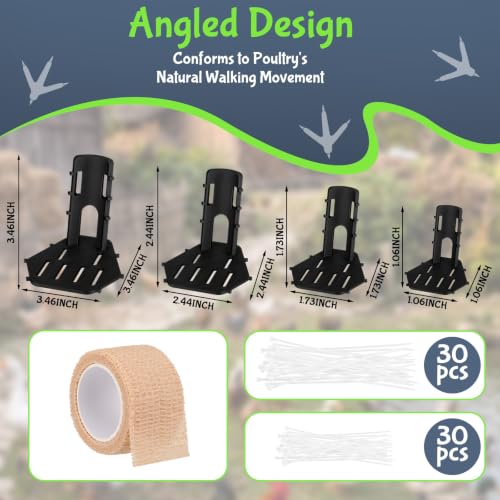 Xuhal 8 Pack Poultry Leg Support Kit with Toe Separator & Bandage 4 Sizes Chicken Splint for Broken Feet & Curled Toes Fixing Fractures, Curled Toes, Bumblefoot in Ducks, Chickens, Geese (Black) - color: Black