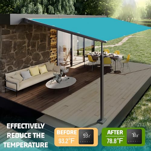 SUNNY GUARD Shade Cloth 6x8 FT HC-046 Sun Shade Cover Tarp, Turquoise | 90% UV Block HDPE Sun Shade Screen Fabric Tarp with Grommets for Pergola, Backyard & Garden, Custom Sizes - color: Turquoise, size: 0 6'×0 8'