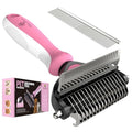 Spring Blossoms-2 in 1 Professional Grooming Rake for Cats & Dogs-Dematting Comb for Easy Mats & Tangles Removing,Pet Brush Safe No More Nasty Shedding and Flying Hair (Purple) - color: Purple