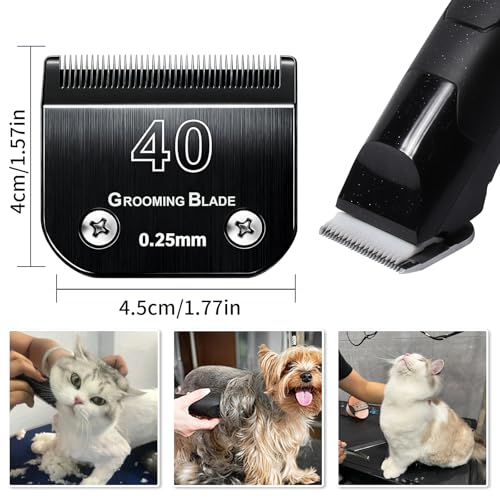 3 Pcs Size 40# Detachable Dog Grooming Blades, Compatible with Andis, Oster A5, Wahl KM10 Series Clippers, Cut Length 0.25mm, Black (40# 0.25mm, 3Pcs) - size: 40# 0.25mm, 3 Pcs