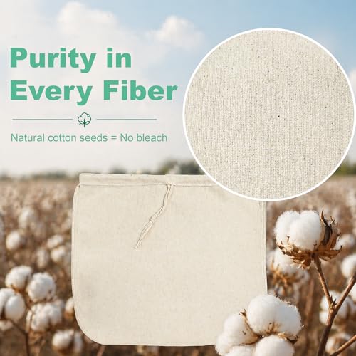 Reusable Nut Milk Bag 14x14in 2 Pack Natural Unbleached Cotton Strainer Bag | Large Cheesecloth Bag for Homemade Nut Milk, Cold Brew, Tea & Fruit Juice - color: 2 Pack