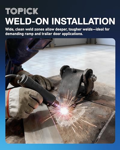 Weld on Trailer Hinges (Pack of 4), Steel Trailer Gate/Dump Door Hinges | Heavy-Duty Greaseable Strap Hinges, Strap Style Short Leaf