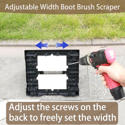 Adjustable Width Boot Scrubber & Shoe Cleaner - Heavy Duty, Outdoor | Rugged Bristle Brush for Mud,Dirt,Snow - Crack-Resistant,No Shedding - For Garden,Farm,Garage - Rustproof & Easy Clean