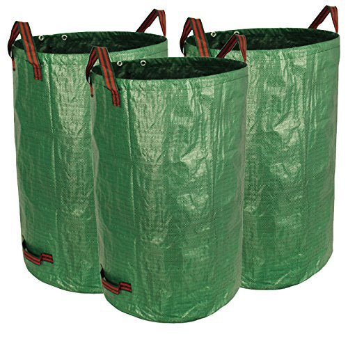 Gardzen 3 Pack 32 Gallon Garden Waste Bags Reusable Heavy Duty | Gardening Bags for Lawn and Yard Cleanup, Reusable Leaf Waste Bags for Leaves, Grass Clippings and Outdoor Debris - size: 1 Count (Pack of 3)