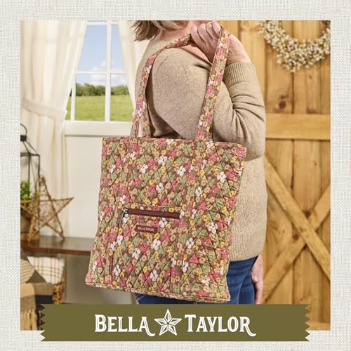 Bella Taylor Large Tote, Quilted Shoulder Bag for Women | Lightweight, 6-pocket large quilted purse, machine washable, zippered top, ultimate organization, durable construction - color: Autumn Garden