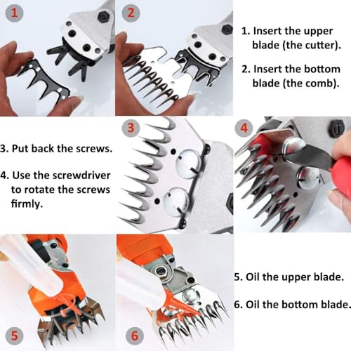 Sheep Shears Replacement Blades, 2 Pack Curved 9 Tooth High Carbon Steel Clipper Comb Blades for Thick Coat Sheep Goats Alpacas Llamas Grooming