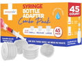 Medicine Bottle Syringe Adapter For Oral Dispensers 45 Pieces 3 Sizes (15 each size) | Press In Bottle Adapter for Liquid Medication | Only Fits Brandzig 1ml, 3ml, 5ml & 10ml Syringes