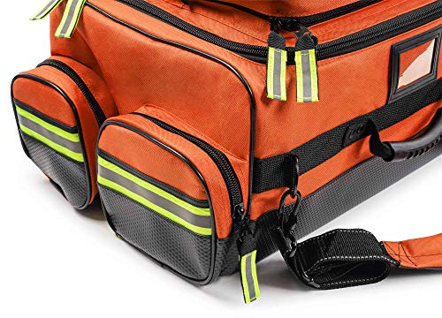 Scherber Fully-Stocked Premium First Responder Bag | HSA/FSA Approved | Large Pro EMT/EMS Trauma, Bleeding & Oxygen Medical Kit | CAT Tourniquet, HyFin Chest Seal & 260+ First Aid Supplies (Orange) - color: Orange