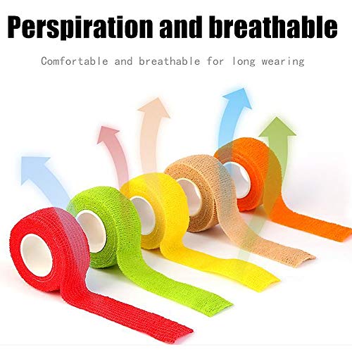 12 Pack Self Adhesive Bandage Wrap, 1" x 5 Yards, Cohesive Athletic Tape | Athletic Elastic Cohesive Bandage for Sports Injury,Strain,Knee & Wrist,Ankle Sprains & Swelling First Aid - size: 1x180 Inch (Pack of 12)