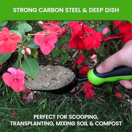 Garden Guru Super Strong Garden Scoop Trowel Shovel Transplanter – Strong Carbon Steel - Rust Resistant – Ergonomic Grip – Perfect Hand Shovel for Gardening Transplanting and Digging - size: 1 Pack