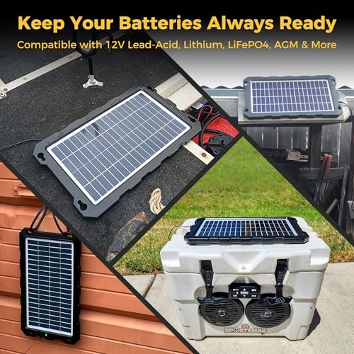 SUNAPEX 8W 12V Solar Car Battery Trickle Charger & Maintainer | Waterproof Portable Solar Panel Kit | Prevents Overcharging with Smart Controller | Fits 12V Batteries for Boats, RVs & More - size: 8W