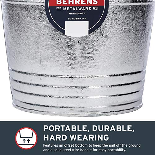 Behrens 1214GS Galvanized Steel Utility Pail, 14-Quart, Gray - size: 14-Quart, style: Hot Dipped