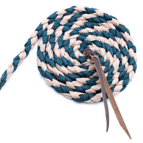 Jeffers Equine Braided Mule Tape Halter with 10' Detachable Lead Rope Set for Horses, 14 to 18 Hands - Stylish Design with Adjustable Poll Strap, Easy to Use Western Tack - Hunter Green & Tan - color: Hunter Green & Tan