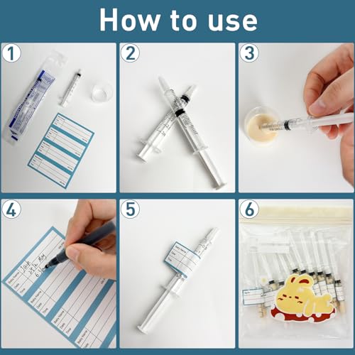 50 Sets 3mL Colostrum Syringes with Caps,Colostrum Collector kit | 50PCS 3mL Sterile Syringe, 50 Labels, 5 Storage Bags and 1 Measuring Cup