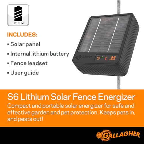 Gallagher S6 Solar Fence Charger with Digital Volt Meter | Solar-Powered Energizer for Gardens, Poultry & Livestock | Includes Digital Fence Tester to Monitor Voltage