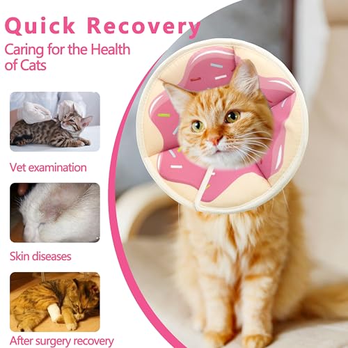 Soft Adjustable Cat Cone Collar, Comfortable Cat Recovery Collar | Suitable for Various Types of Cats,Elizabethan Neck Protective Collar for Cats After Surgery (Pink, Small) - color: Pink, size: Small