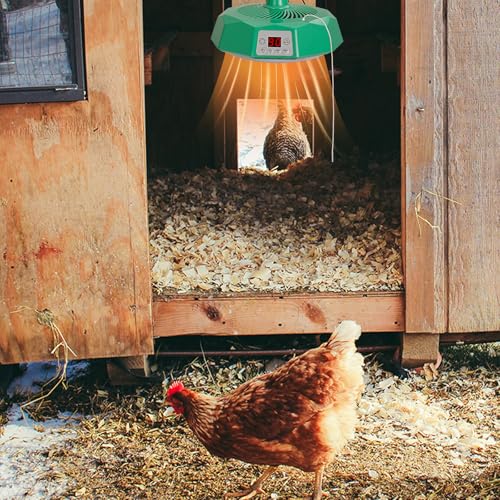 Chicken Coop Heater with Circulation Fan and Temperature Adjustment, Measure Temperature, Lighting and Remote Control, Ideal for Chicken,Poultry Brooding, Pets, Reptiles,Small Animals