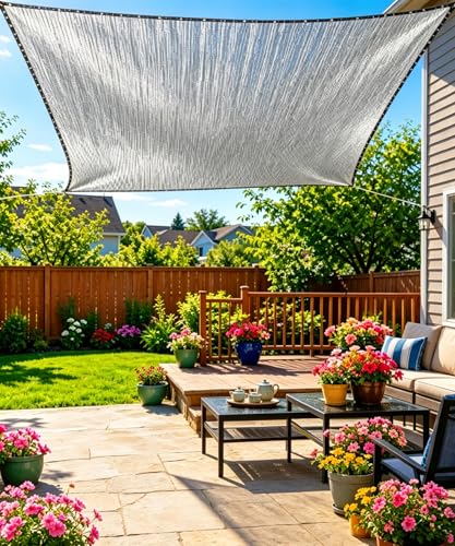 85% Aluminet Shade Cloth with Grommets 6.5 x 10FT Reflective Sun Shade Tarp | UV Stabilized HDPE Mesh - Breathable Aluminum Shade Cloth for Garden, Greenhouse, Pergola, Backyard & Outdoor Sun Protection - size: 6.5 ft x 10 ft