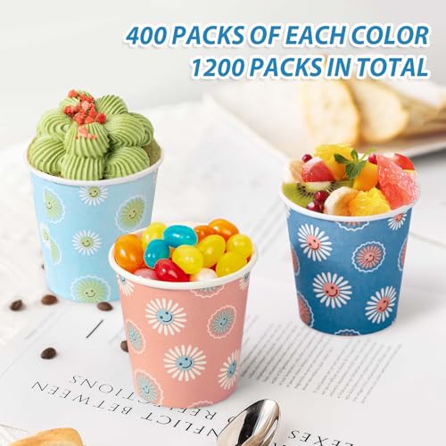 SIUQ 1200 Pack 3 oz Paper Cups, Small Disposable Bathroom Cups 3 Ounce | Ideal for Mouthwash, Coffee, Parties, Picnic, BBQ, Travel & Events. Sturdy Mini Paper Cups with Daisy Print for Home/Office. - color: Daisy 3oz-1200 pack