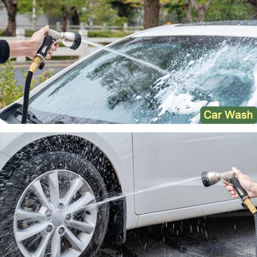 FANHAO Metal Garden Hose Nozzle Heavy Duty, 8 Spray Patterns, High Pressure | Rustproof Leak Proof, Comfortable Non-Slip Handle, Hands-Free Lock, Hose Sprayer Nozzle for Watering Plant, Car & Pet Washing - color: Black