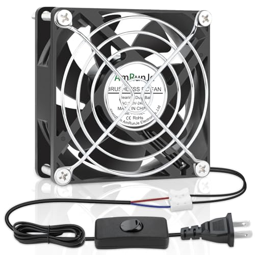 EC Axial Cooling Fan 80mm x 25mm, AC 120V Dual Ball Bearing | 110v 220v 240v Big Airflow Low Watt Muffin Brushless Fan for PC Case, Projector, Cabinet, RV Refrigerator Ventilation Cooling - size: 80mm x 25mm