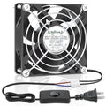 EC Axial Cooling Fan 80mm x 25mm, AC 120V Dual Ball Bearing | 110v 220v 240v Big Airflow Low Watt Muffin Brushless Fan for PC Case, Projector, Cabinet, RV Refrigerator Ventilation Cooling - size: 80mm x 25mm