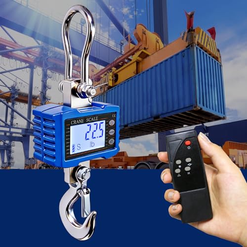 Digital Crane Scale,4410lb/2T Heavy Duty Digital Hanging Scale,Crane Scale Industrial with Remote Control and LCD Screen,High Precision Electronic Weighing Crane Scale for Market,Factory,Construction - size: 2T