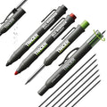 Tracer Marking Kit - Deep Hole Pencil, ALH1 Lead set and 2 Clog Free Markers with Holsters. Construction pencil & Marker set | Deep hole pencil with lead set, 2 clog-free markers in black and red, belt holsters included - style: 4pc Set