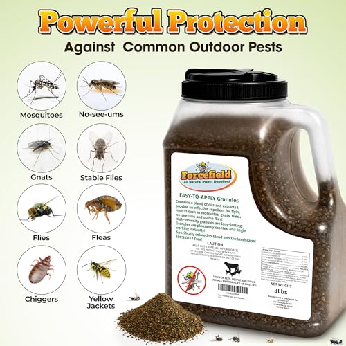ForceField Natural Mosquito Yard Treatment - Repellent Granules for Backyard Mosquito Control | Pet Safe, DEET-Free Outdoor Control | Long-Lasting Barrier for Lawns, Patios, & Barns 3 LB - size: 48 Ounce (Pack of 1)