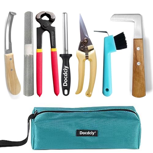 8 Inch Farrier Hoof Trimmer, Sharpener Kit for Goats, Pigs, and Hooved Animals, Professional Hoof Clippers, Rasp, and Trimming Tools, Complete Goat Hoof Care Kit