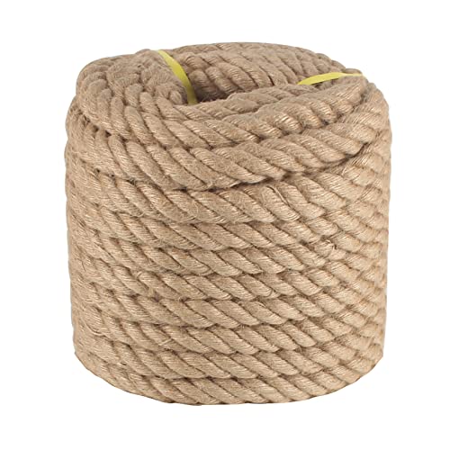 Jute Rope 1 in x 100 ft Thick Twisted Manila Ropes Natural Hemp Rope for Swing Bed, Railing, Crafts, Docks, Tug of War, Decorating, Nautical, Landscaping, Hammock - size: 1inch x 100feet