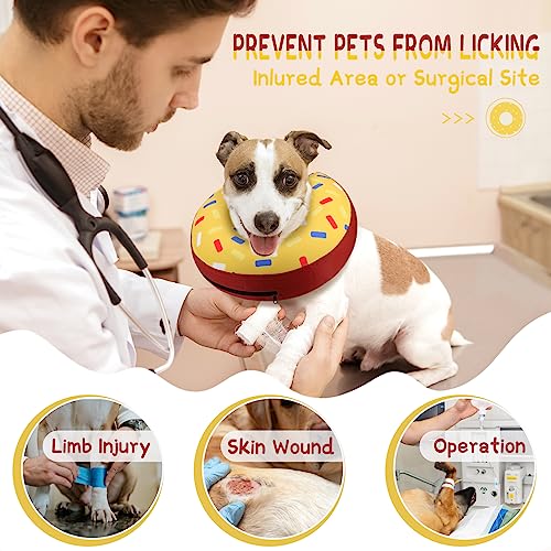 Supet Inflatable Dog Cone Collar for Small Dogs Puppies Cats, Soft Dog Cone Alternative After Surgery for Puppies Cats to Stop Licking - color: Donut Yellow, size: XS(Neck 4"-7")