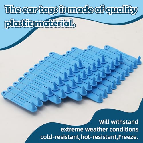 100PCS Livestock Ear Tags Sheep Goat 001-100 Numbered with Applicator Kit | with Punch Plier Tool, Laser Printed Plastic Tags for Goats Sheep Pigs Farm Herd Management Identification (Blue) - color: Blue