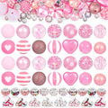 112 Pcs Red Bubblegum Beads for Pens, Spacer Beads, Pink | 28 Pcs Pen Beads 14 Styles, 84 Pcs Spacer Beads, Colorful Rhinestone Bead for Jewelry Making,Valentine's Day - color: Pink